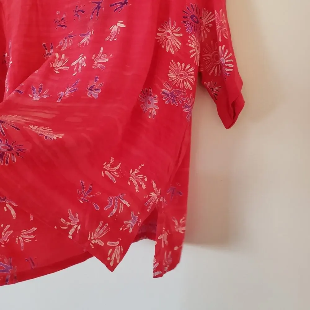 Vintage 90s Rayon Coral 2 Piece Matching Maxi Skirt Set Size Medium